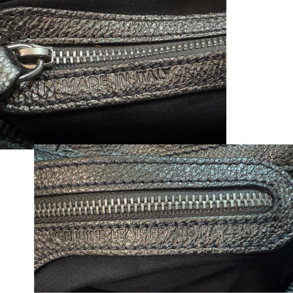 TOD’S Gunmetal Metallic Leather Lux 2 Manici Media Patchwork Bag - Picture 11 of 11